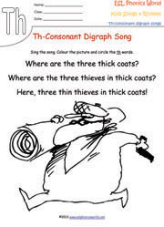 th-consonant-digraph-song-worksheet